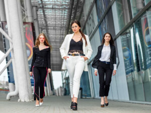 three stylish girl