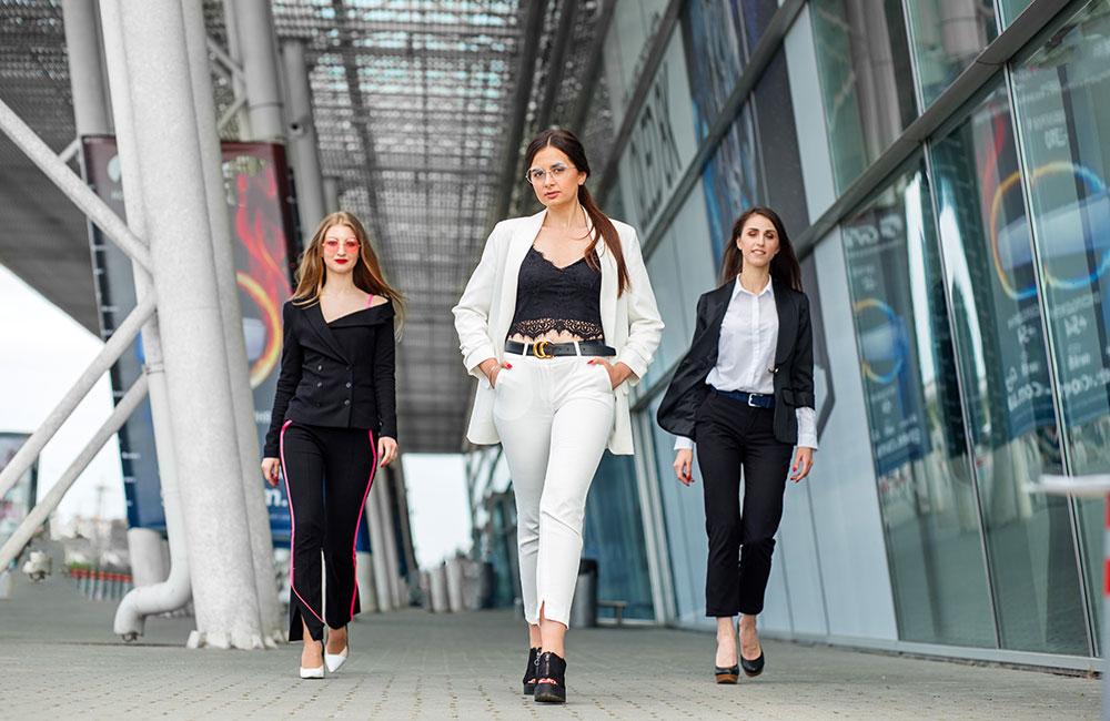 three stylish girl